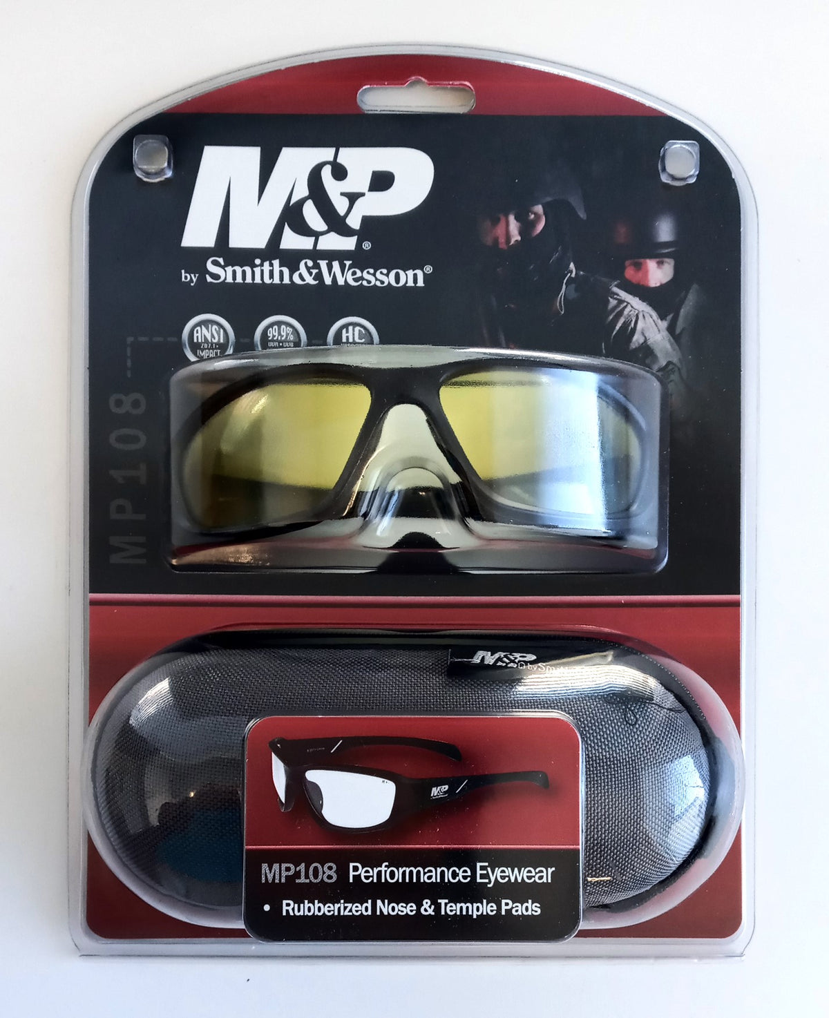 Smith&Wesson Shooting Glasses w/Yellow AF Lens, Black, and Case MP108-41C