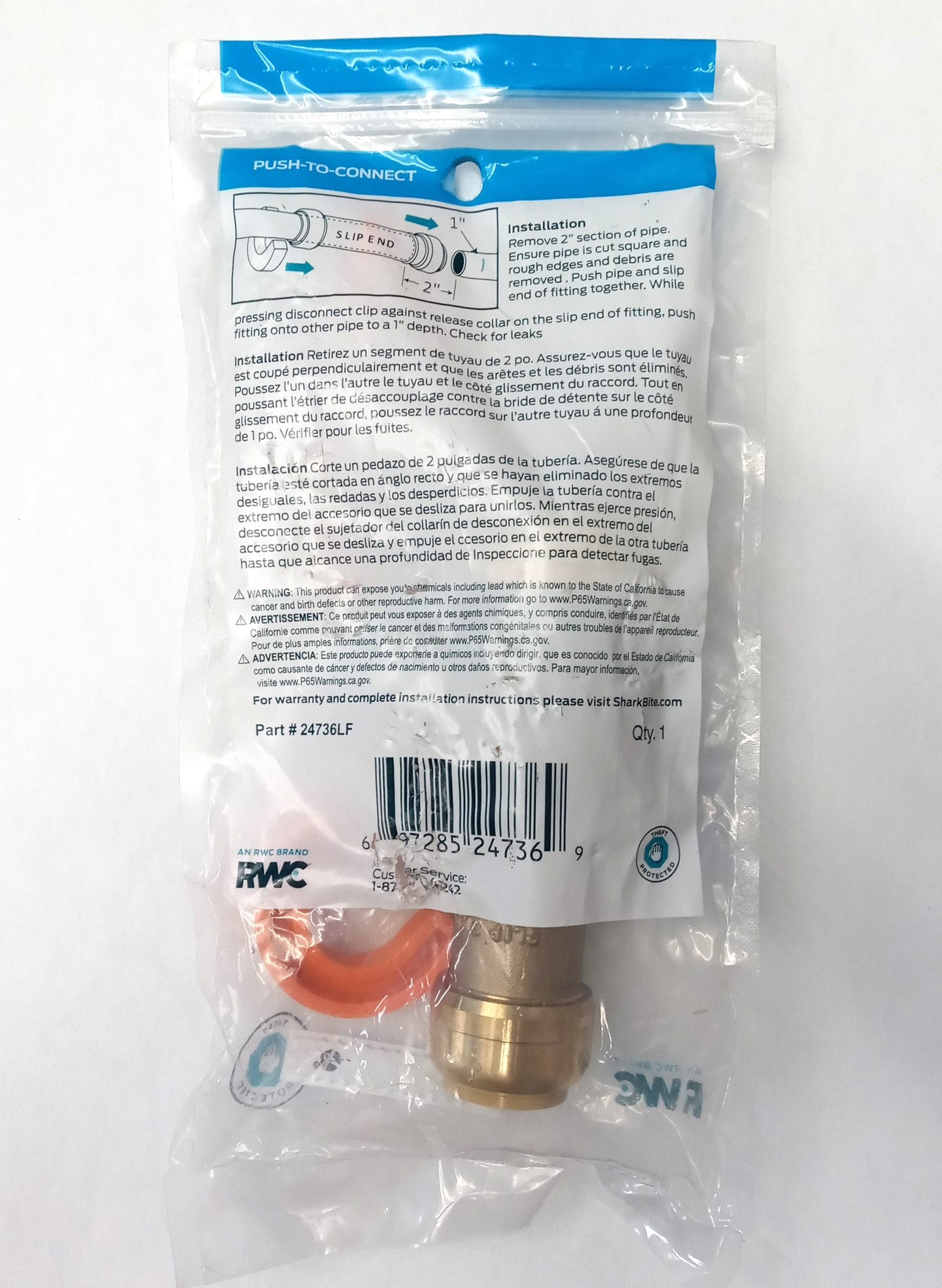 SharkBite Max 3/4 in Brass Push-to-Connect Slip Ball Valve UR24736