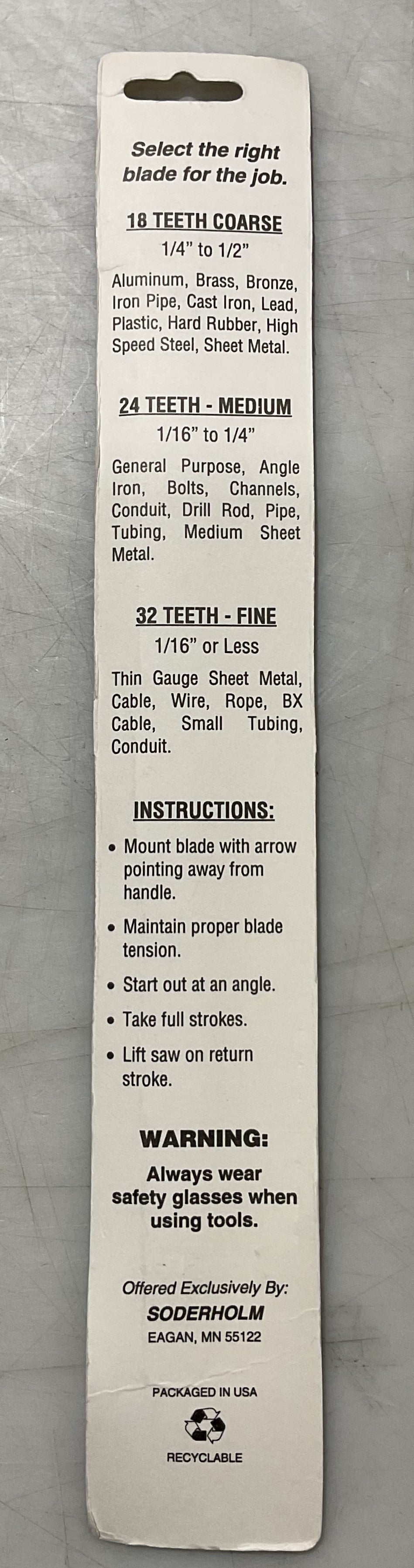 Soderholm 10" x 24T HSS Hacksaw Blades 10pk 07406