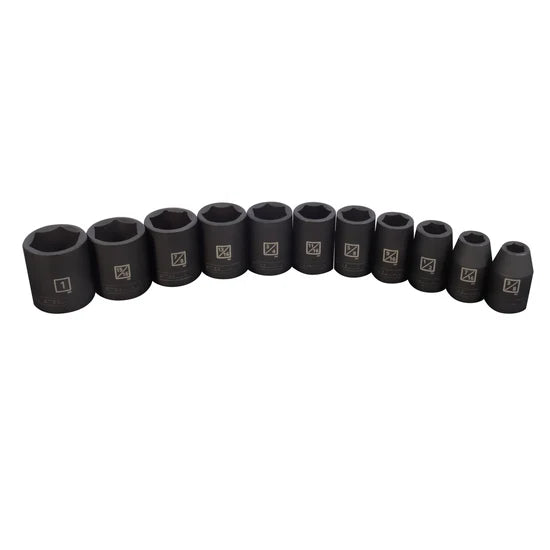 Steelman 11-Piece 1/2-Inch Drive Shallow 6-Point Impact SAE Socket Set 68244