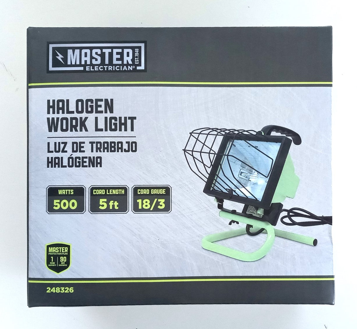 Master Electrician Portable Halogen Garage Shop Work Light 500-Watts L20ME