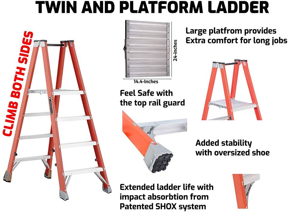 Louisville Ladder 4' Fiberglass Ladder, Orange FMP1504