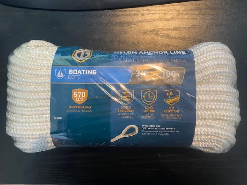 True Value Nylon Rope, Anchor Rope Diamond Braid, White, 3/8 In. x 100 Ft. 64230