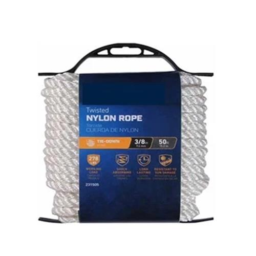 Richelieu Nylon Rope, Twisted, White, 3/8 In. x 50 Ft. - 642261