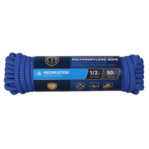 Richelieu Polypropylene Rope, Diamond Braid, 32 Strand, 1/2 In. x 50 Ft. 643621