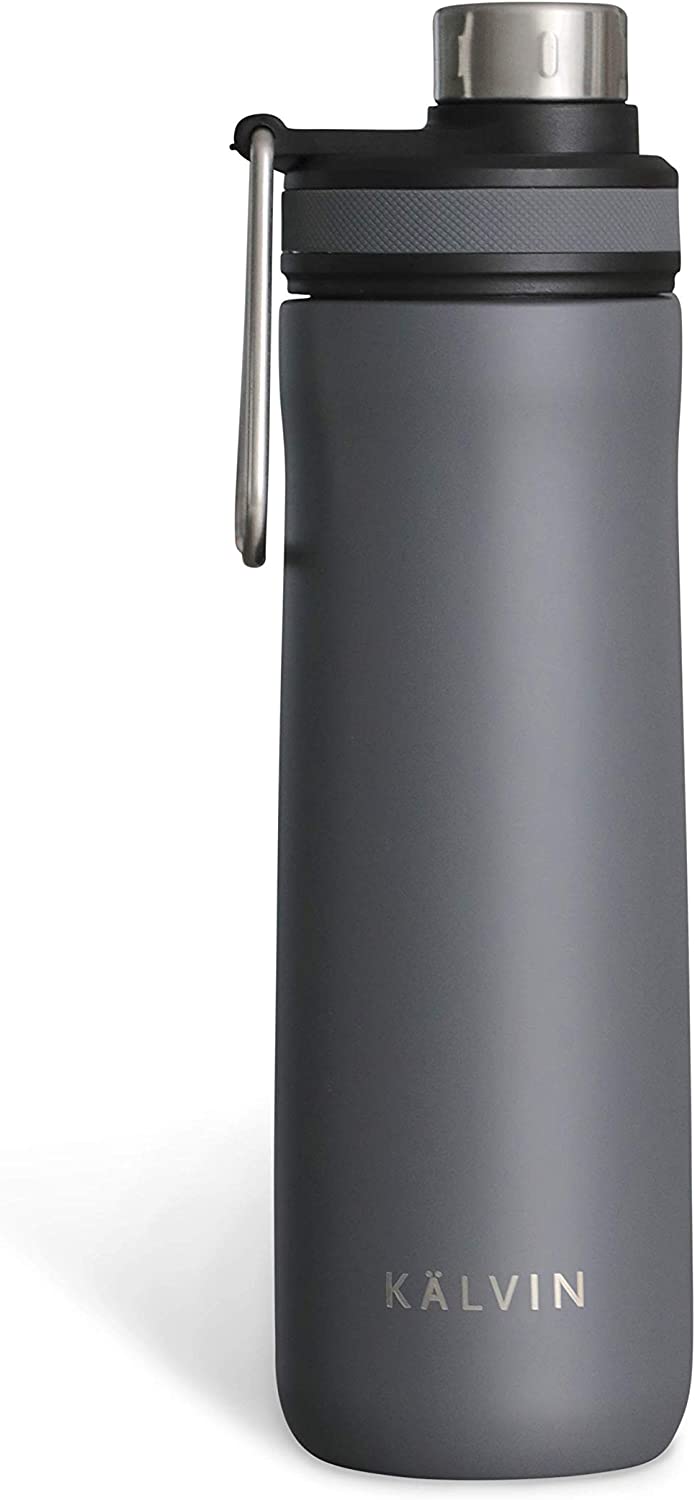 Kalvin 00855 Insulated Water Bottle, Charcoal Grey, 18.9 oz (560ml)