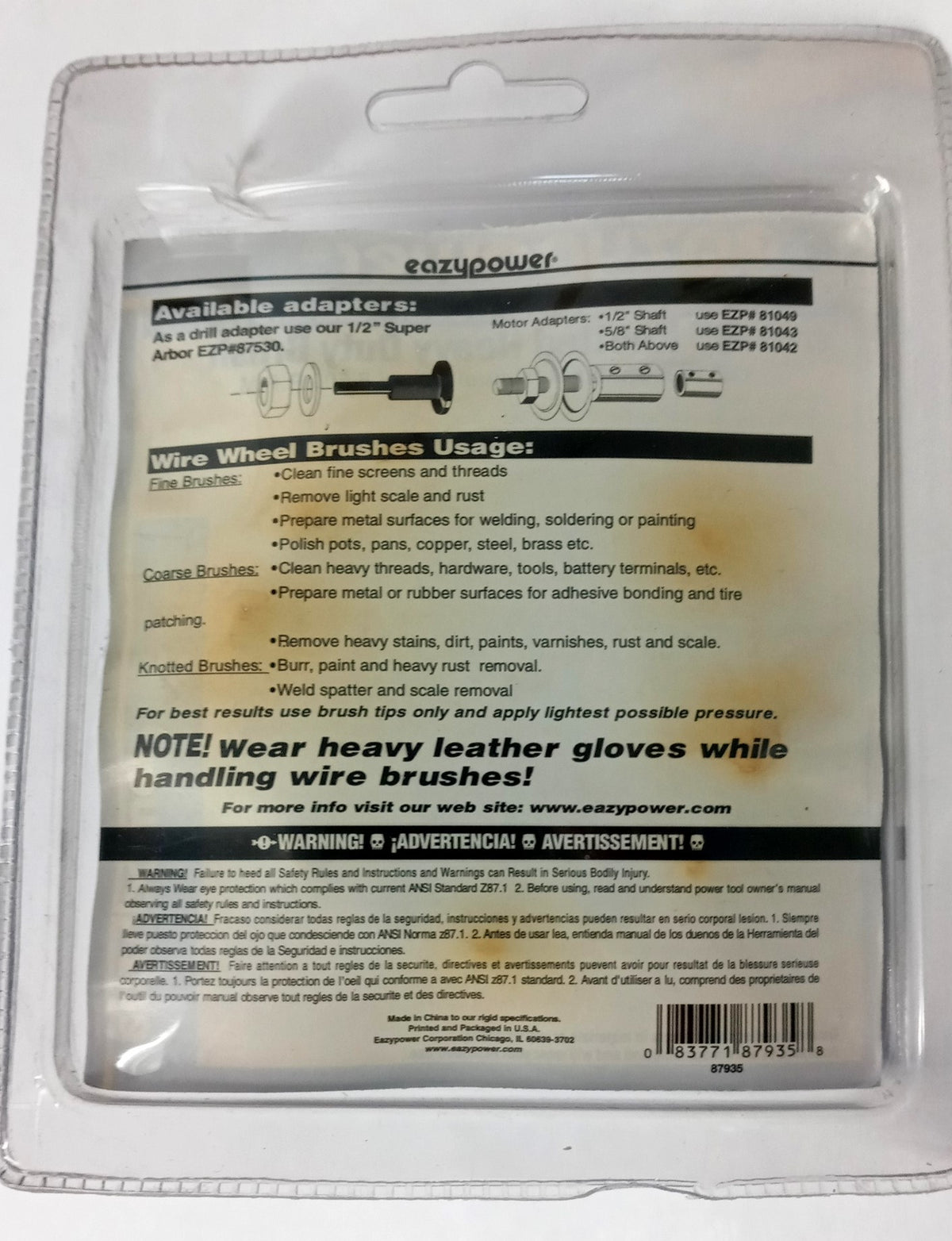 Easypower 3" Knotted Heavy Duty Wire Brush 1/4" Hex Shank 87935