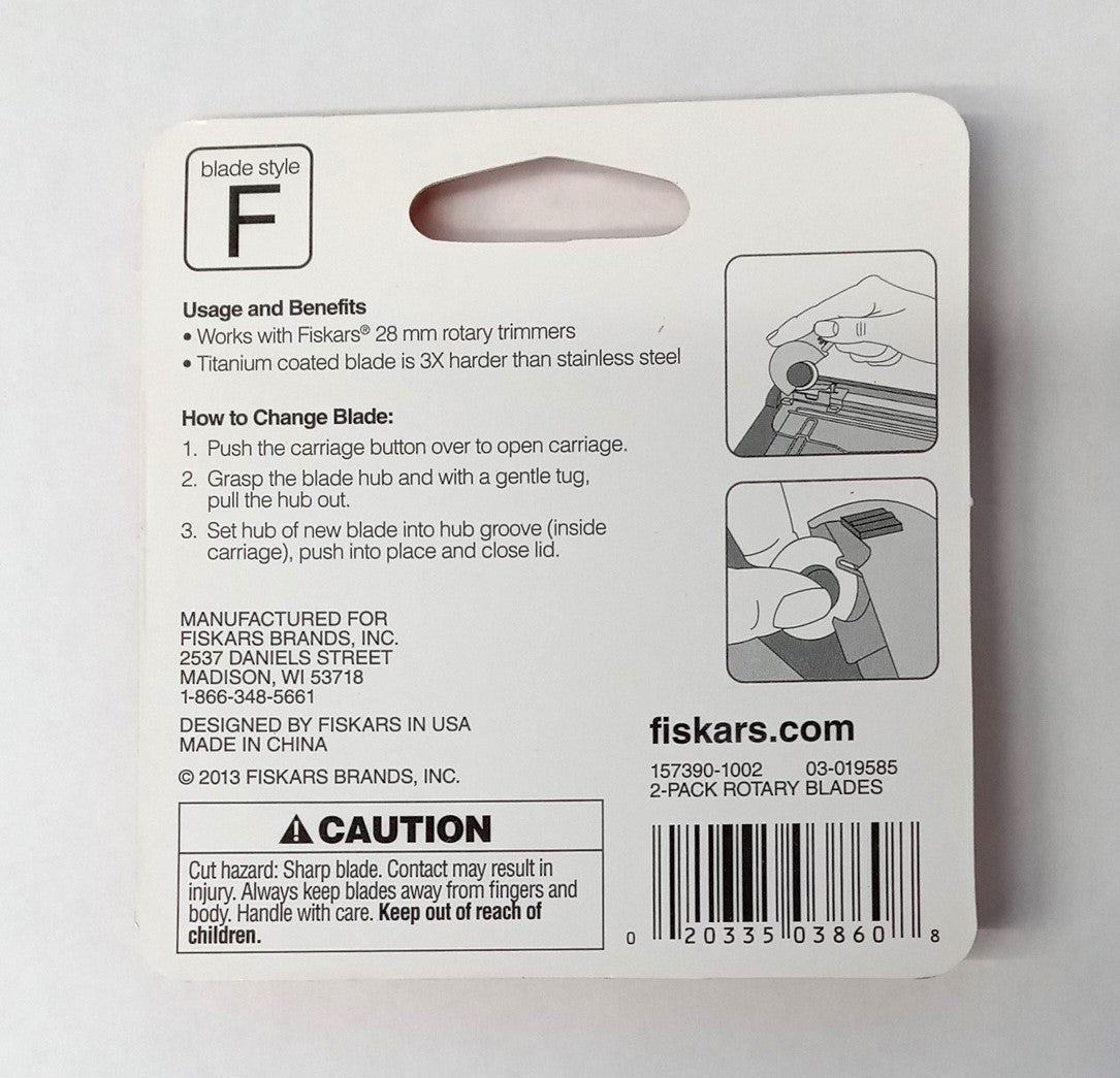 Fiskars 157390-1002 28mm 2 Pack Titanium Rotary Trimmer Blades