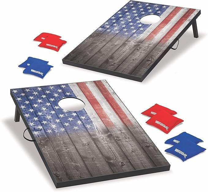 Wild Sports Stars & Stripes 2' x 3' Cornhole Game Set w/ 8 Bags Red And Blue