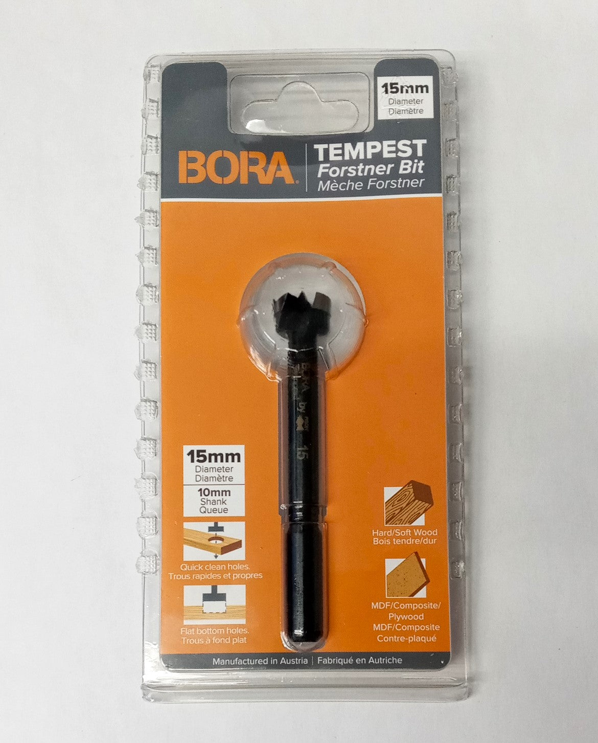 Bora 15mm Tempest Forstner Drill Bit 10mm Shank Austria 00997