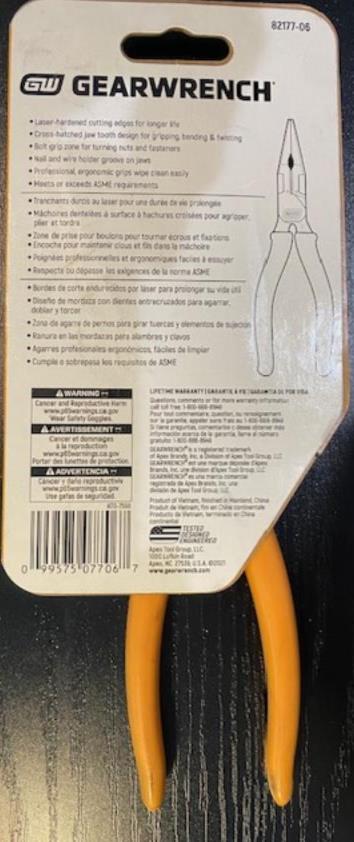 GearWrench PitBull Pliers 8” Linesman 82180-06