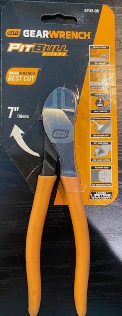 GearWrench 7” Pitbull Diagonal Cutting Plier Dipped Handle PN: 82183-06