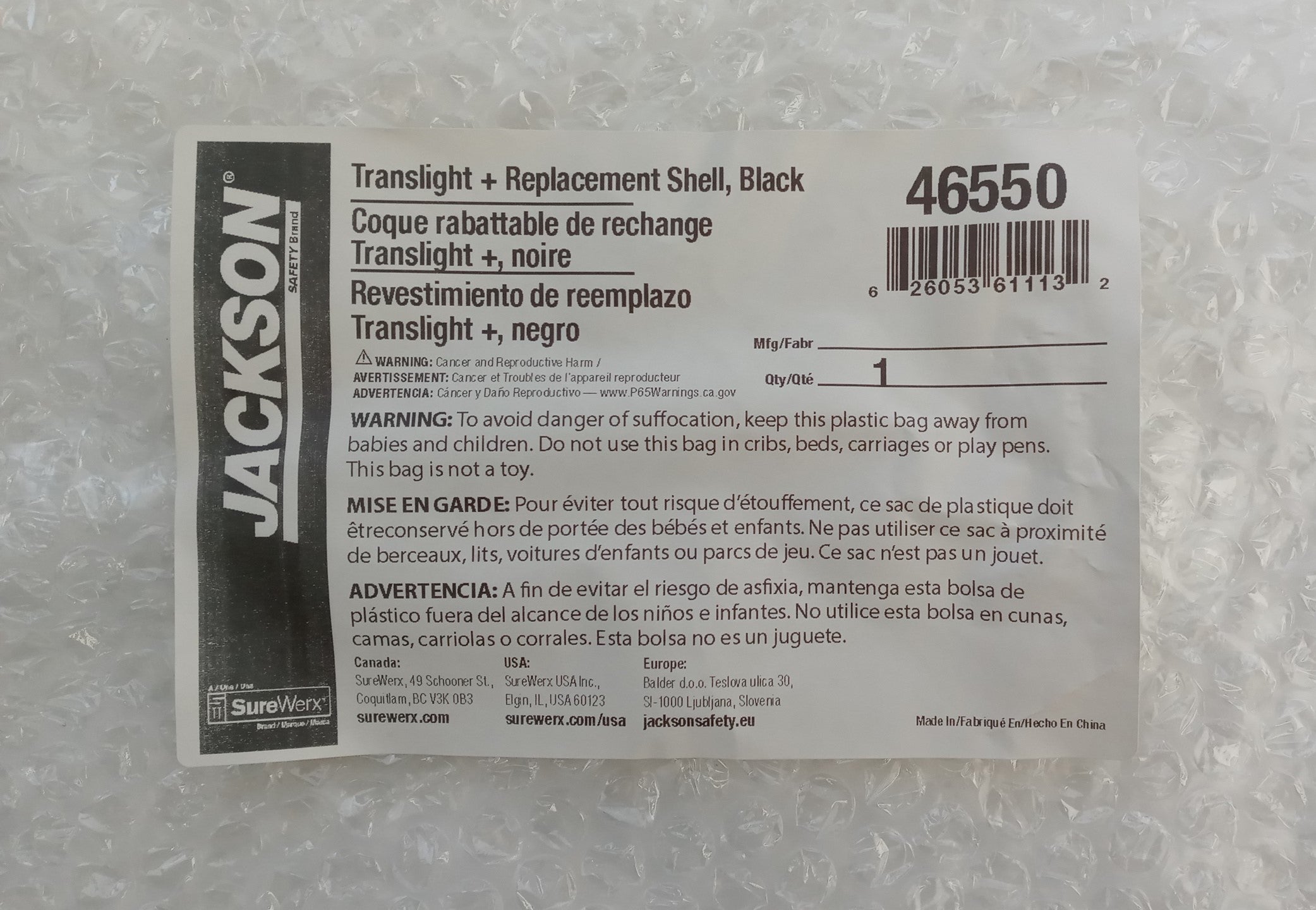 Jackson Safety 46550 Translight 555 + Premium Auto-Darkening Replacement Shell