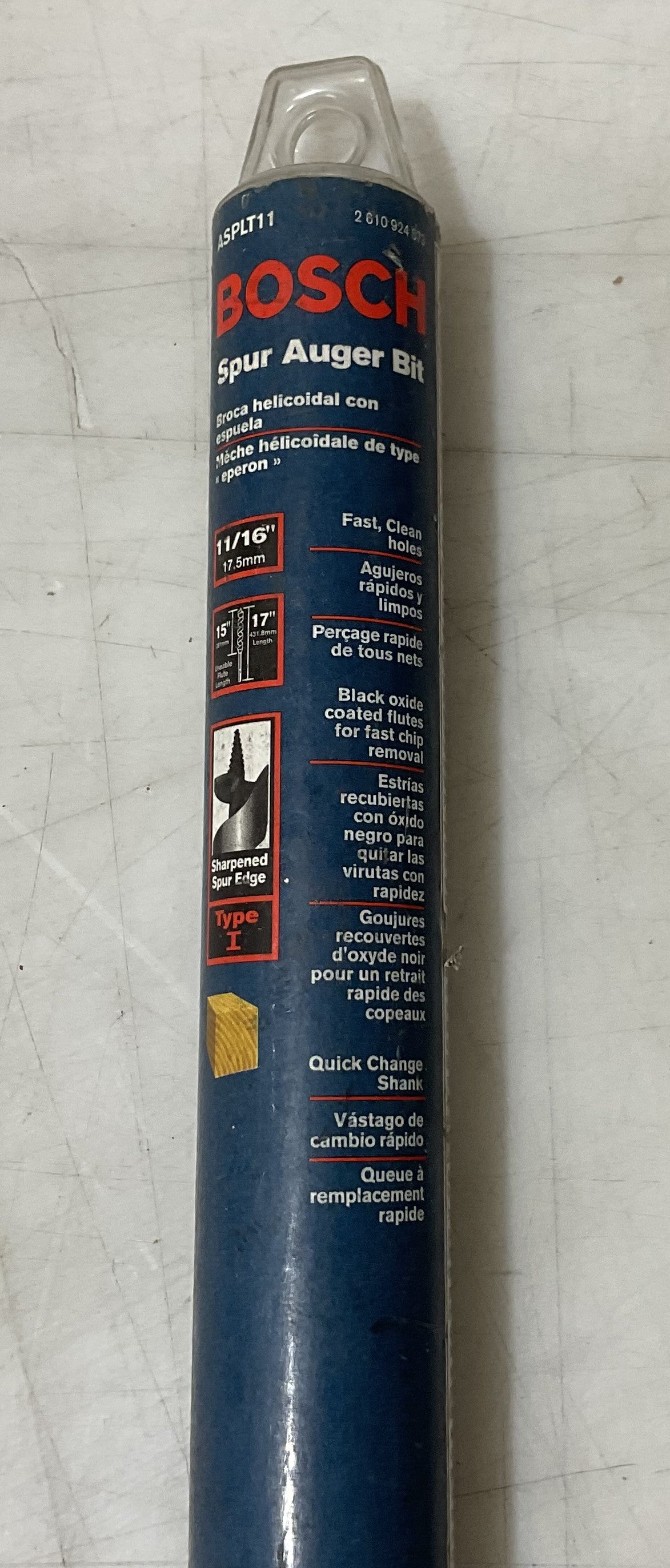 Bosch 11/16" x 17" Tubed Spur Auger Bit ASPLT11