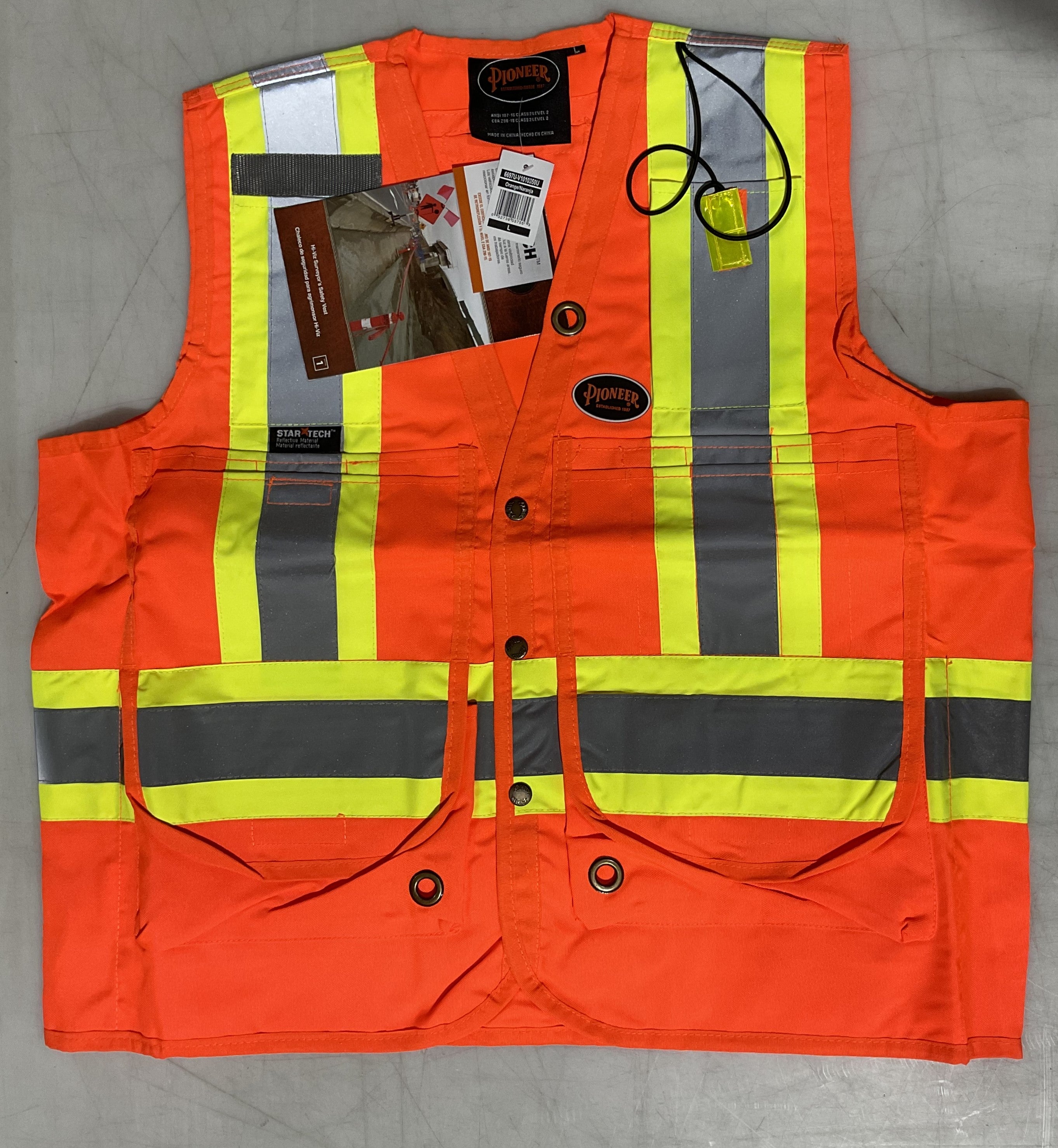 Pioneer V1010350U-L 6697U HV Surveyor Safety Vest, Size Large, Yellow/Green