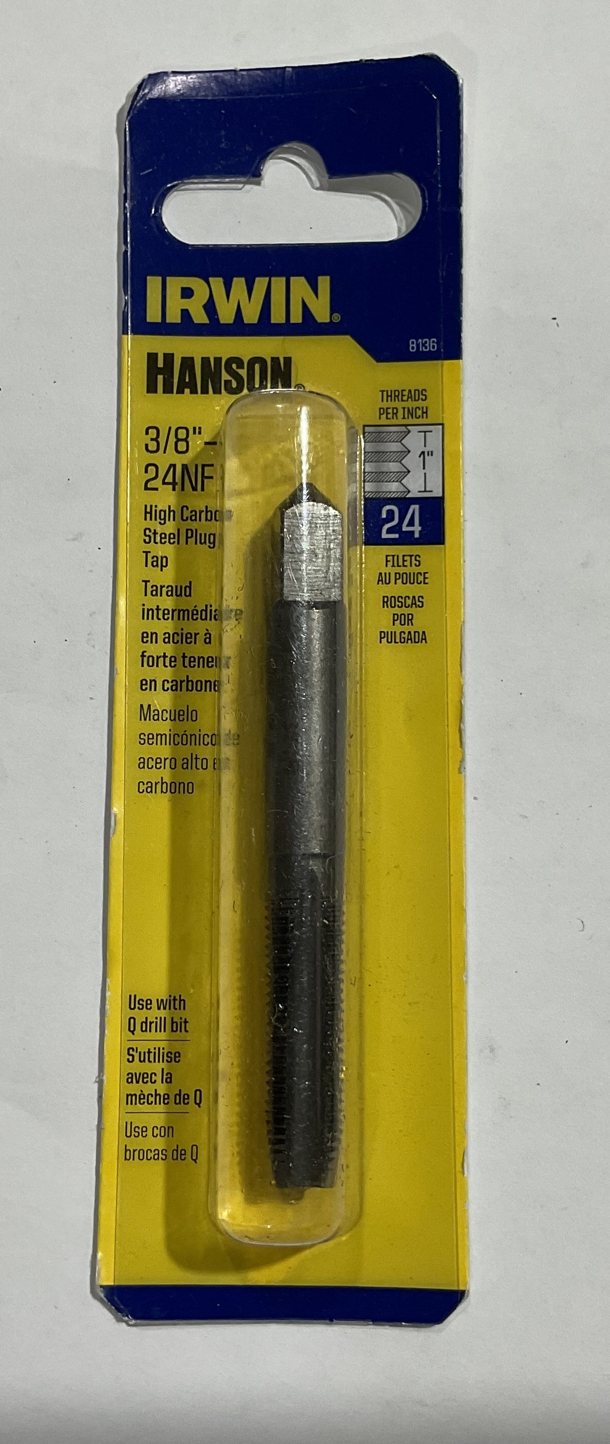 Irwin 3/8"-24NF High carbon steel plug tap 8136 USA #I-33