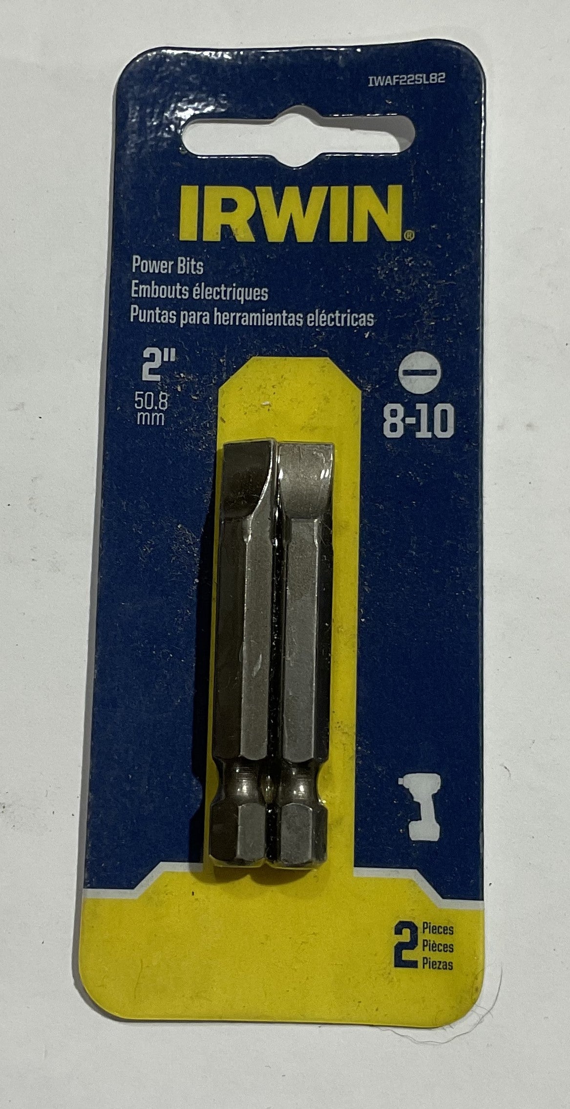 Irwin 8-10 x 2"slotted power bits 2pk #I-40