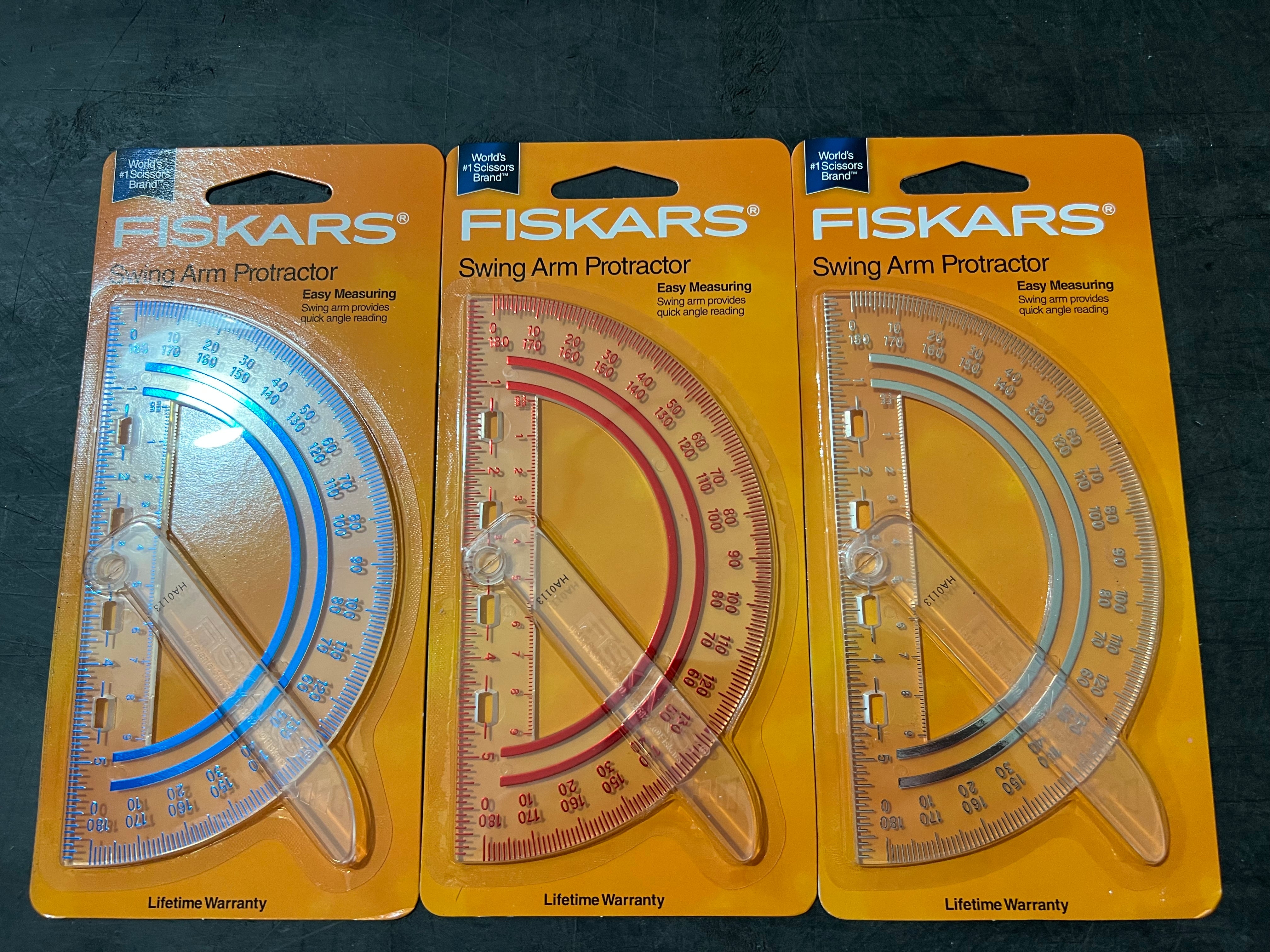 Fiskars 12-95400J Swing Arm Protractor Plastic Clear 6" Asst. 1pc