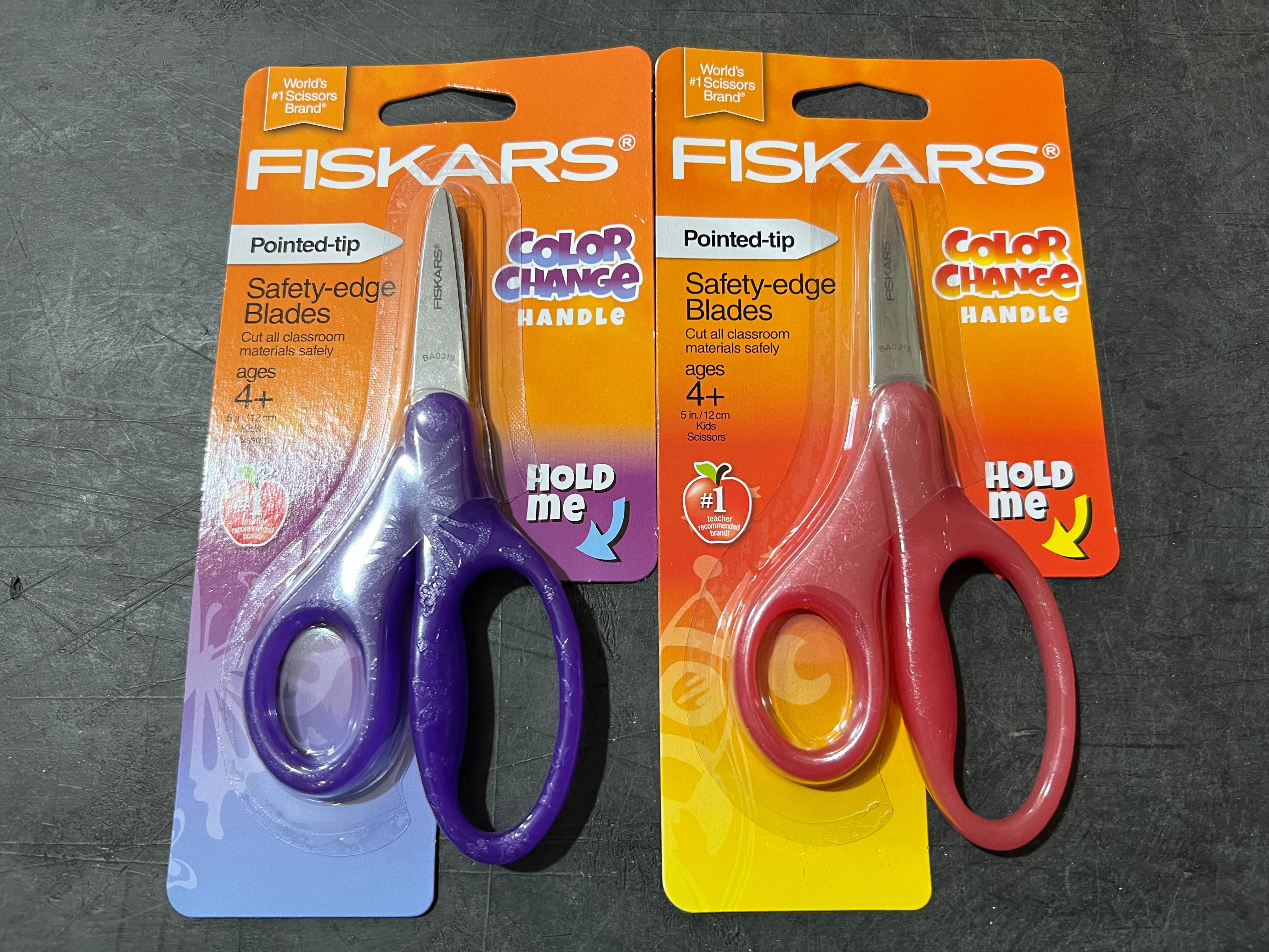 Fiskars 184300 Color Change Handle Pointed-Tip Safety-Edge Blade Scissors Asst. 1pc