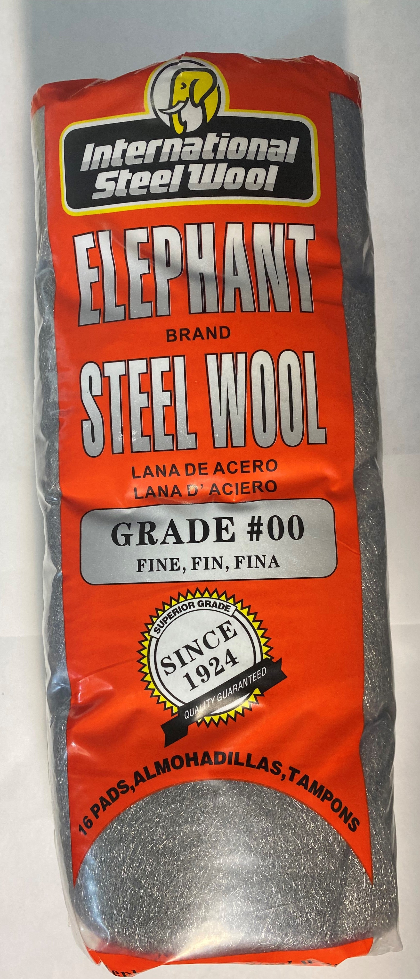 Elephant #00 Steel Wool pack of 16 Pads