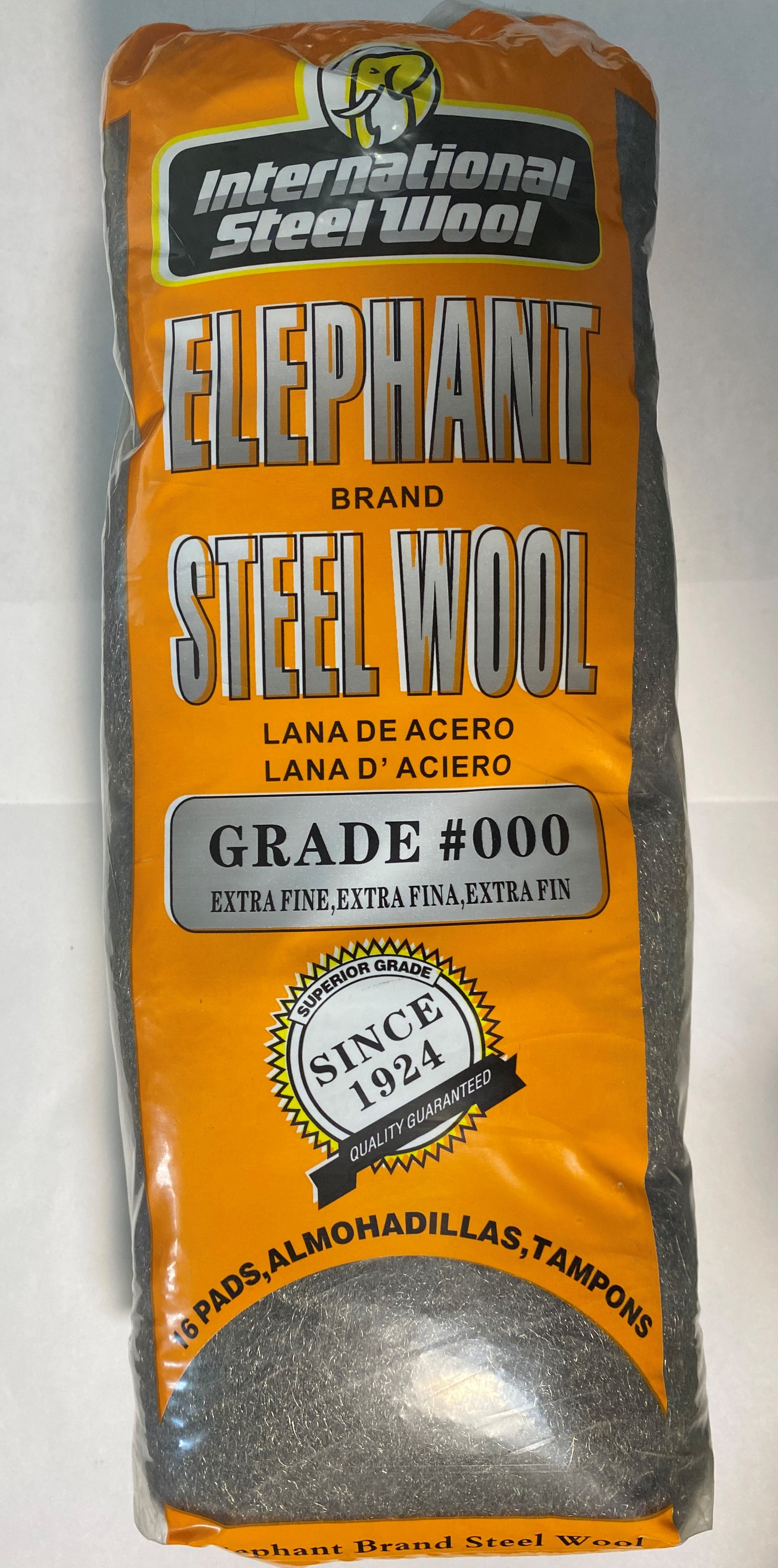 Elephant #000 Steel Wool pack of 16 Pads