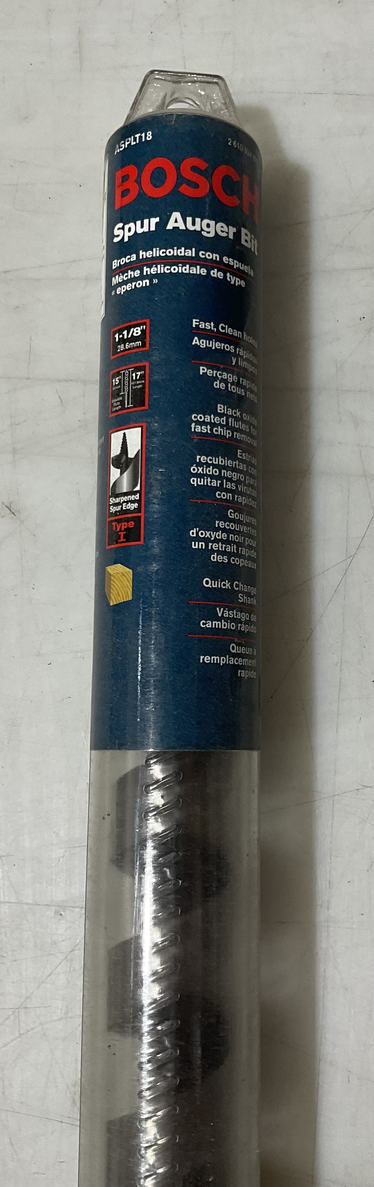 Bosch 1-1/8" x 17" Spur Auger Bit ASPLT18