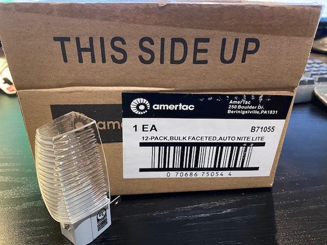 Amertac Faceted Automatic On/Off Sensor Night Light Clear 12-Pack B71055 Bulk