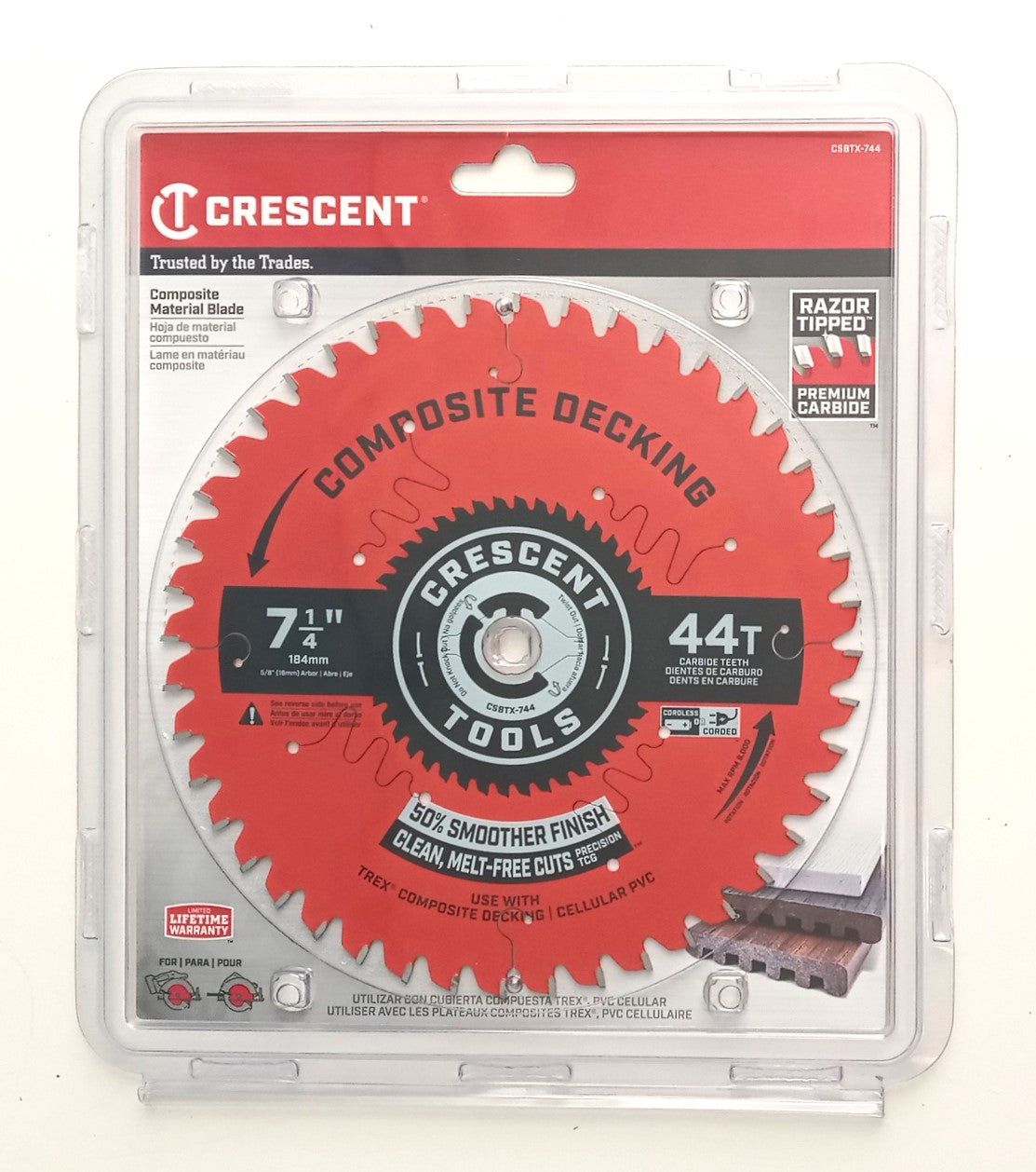 Crescent 7-1/4" x 44-Tooth Composite Decking Circular Saw Blade CSBTX-744