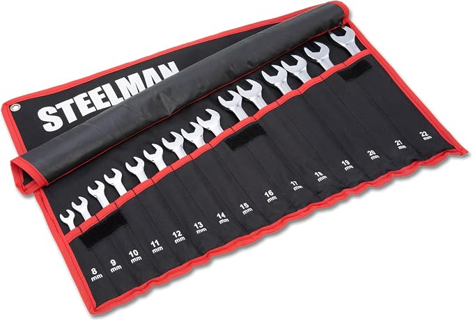 Steelman 15-Pc Combination Wrench Set With Storage Roll Metric 12-Pt 8-22m 82560