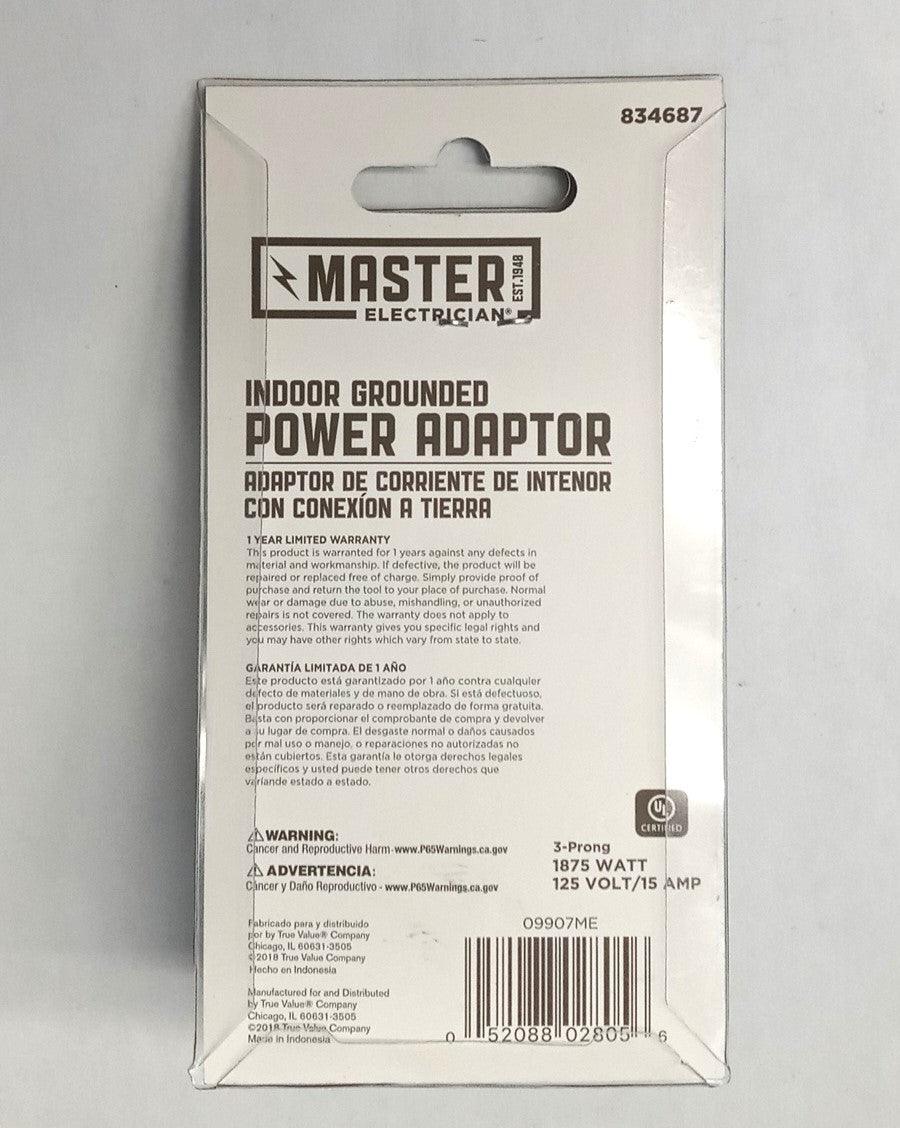 Master Electrician Indoor Grounded Power Adaptor 09907ME