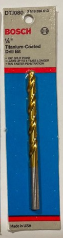 Bosch 1/4" x 4" Titanium-Coated Drill Bit DTJ080 USA