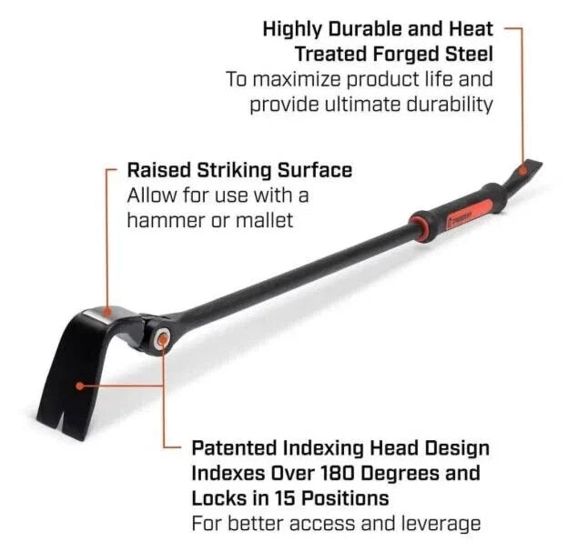 Crescent 30 Inch Indexing Pry Bar, Comfort Grip DB30X
