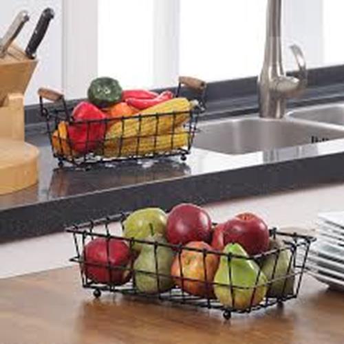 Sunny Point HL-BSKT-03 2-Tier Rectangle Countertop Fruit, Bread Wire Basket