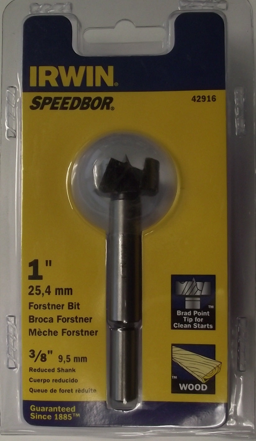 Irwin 42916 1" x 3/8" Shank Forstner Drill Bit