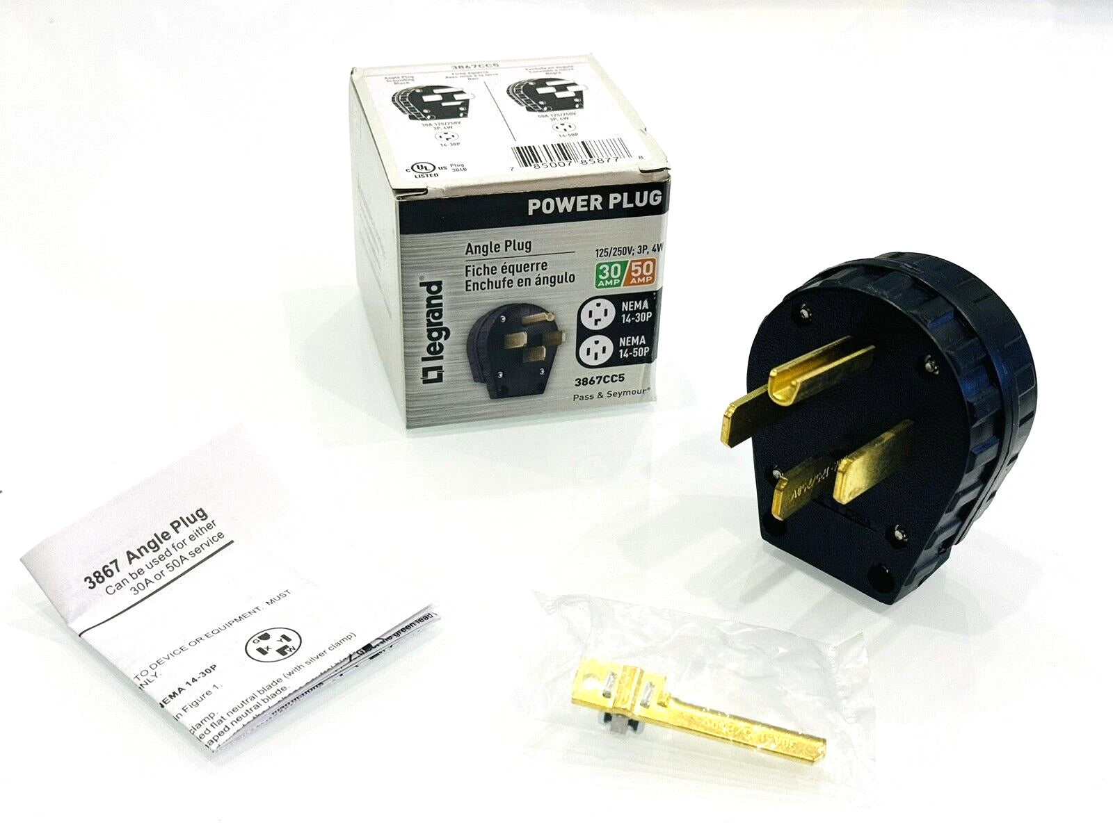 Legrand Pass & Seymour Angle Plug 3P 4W 125/250V 30/50 Amps 3867CC5