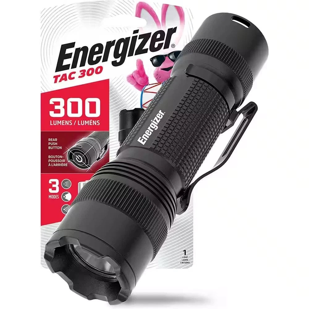 Energizer TAC 300 LED Tactical Metal Flashlight IPX4 Rated Body 300 Lumens PMHTL