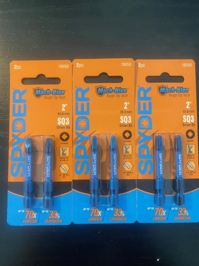 Spyder Mach-Blue SQ3 1/4-in x 2-in Square Impact Driver Bit 6 Piece 19050