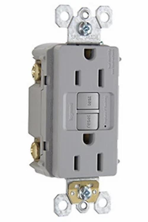 Legrand GFCI Outlet Self Test 15 Amp 125VAC 60Hz Gray 1597GRYCCD12