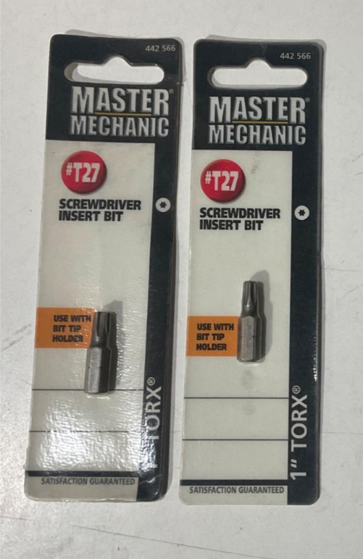 Master Mechanic 442 566 T27 1" Torx Screwdriver Insert Bit 2pks