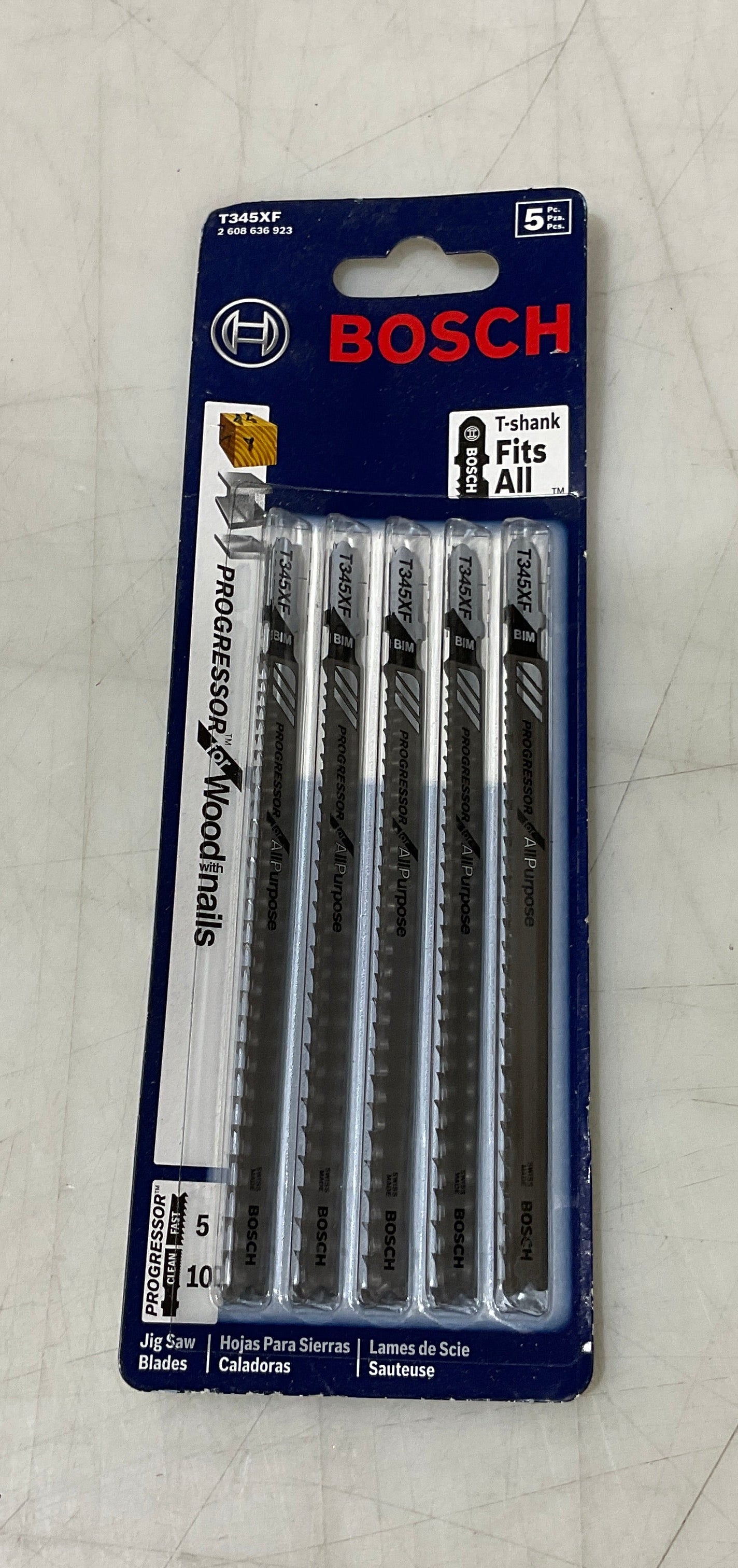 Bosch T345XF 5-1/2" x 5/10 TPI Progressor T-Shank Jig Saw Blades Swiss 5pk #I-94