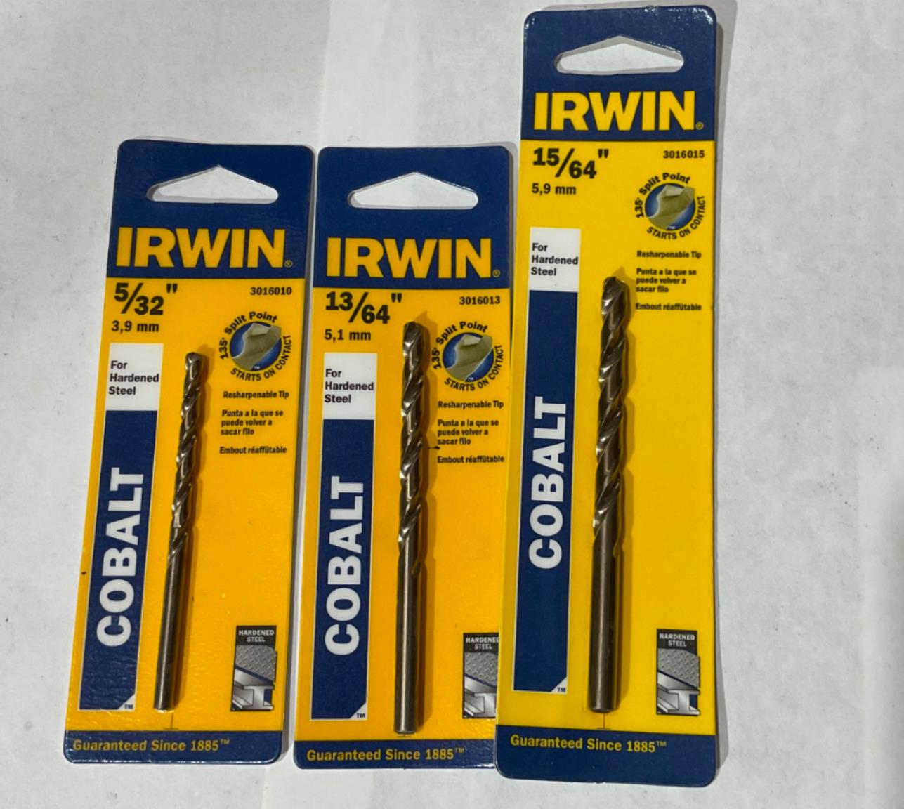 Irwin 3016010-15 3pc Cobalt split point drill bit set #I-73
