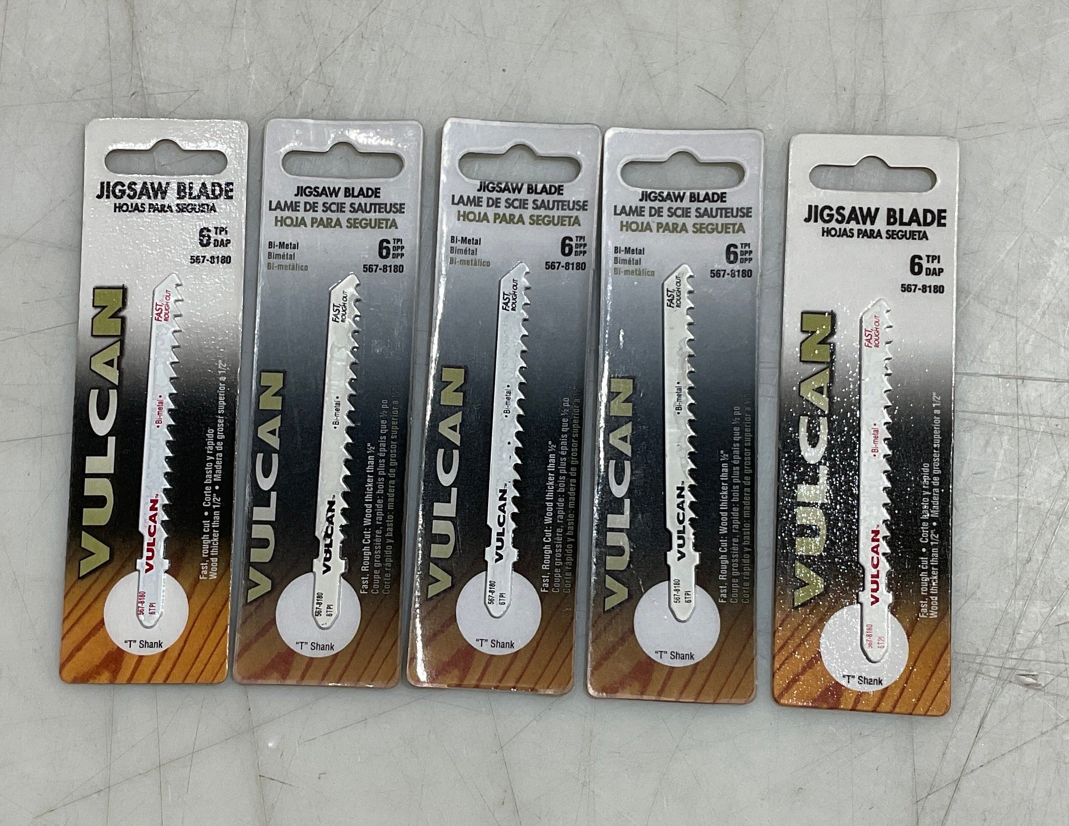 Vulcan 567-8180 3.5" Bi-Metal 6tpi T-shank jigsaw blade 5pcs