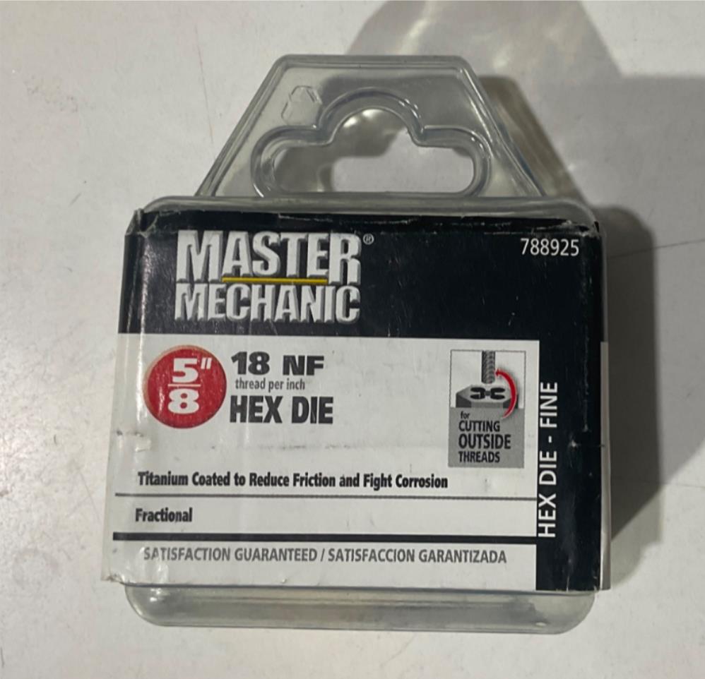 Master Mechanic 788925 5/8" 18 NF Titanium coated Hex Die - Fine