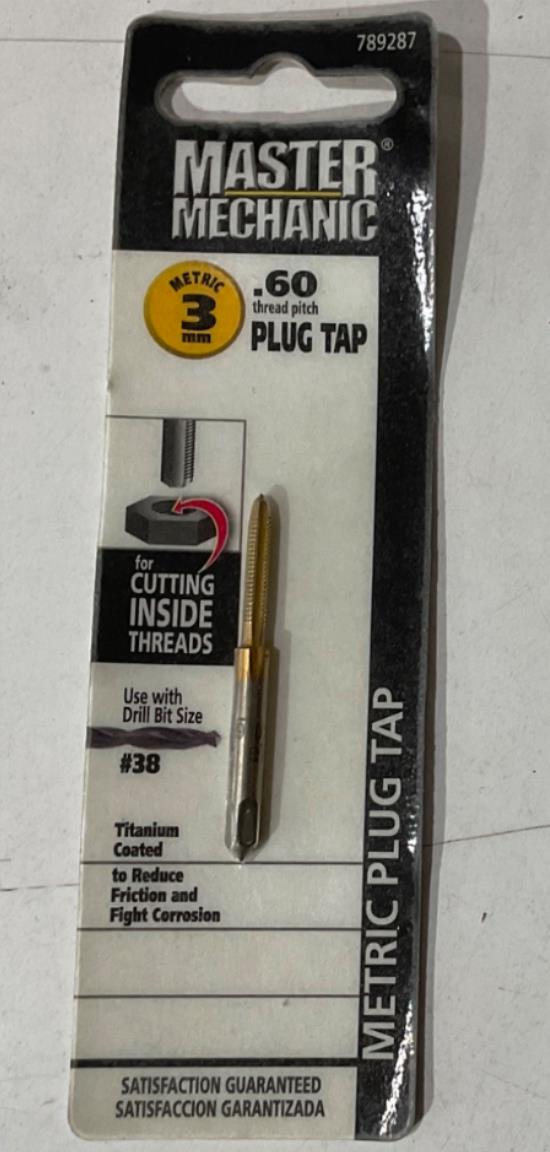 Master Mechanic 789287 3mm -.60 Thread pitch Titanium coated Plug Tap