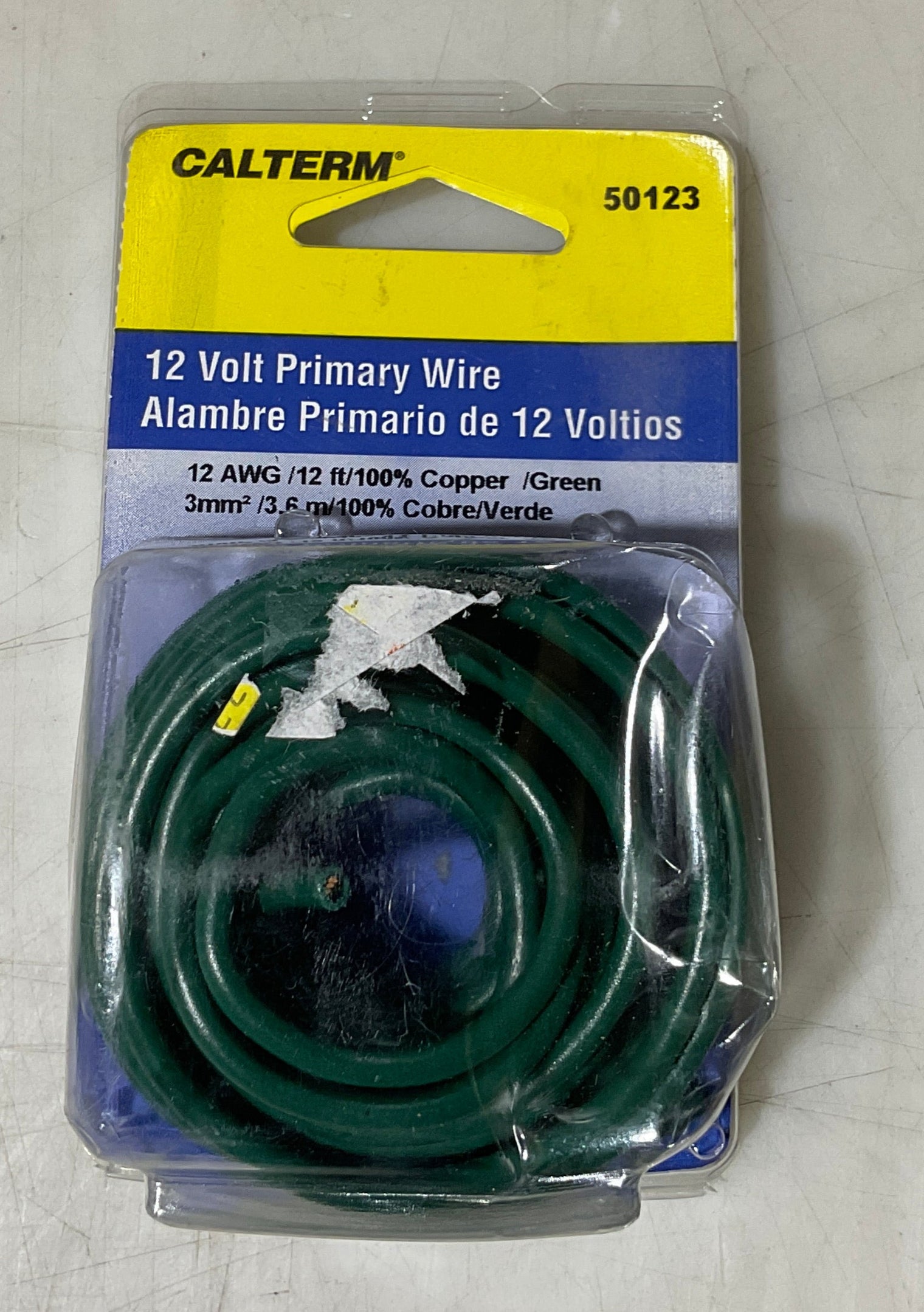 Calterm 12V, 12 AWG 12' Green Primary Wire 50123 USA B30
