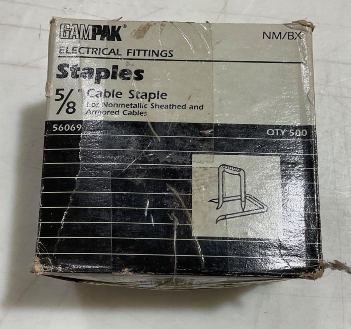 Gampak 56069 5/8" HD 12 gauge carbon steel cable staples 500pcs