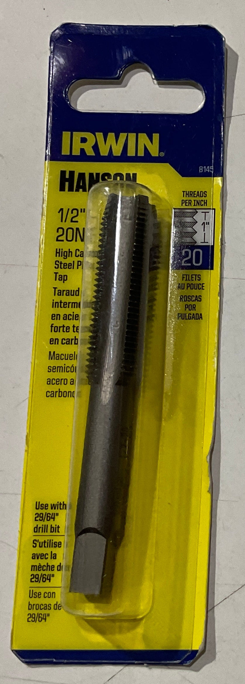 Irwin 1/2" -20NF High carbon steel plug tap USA #I-56