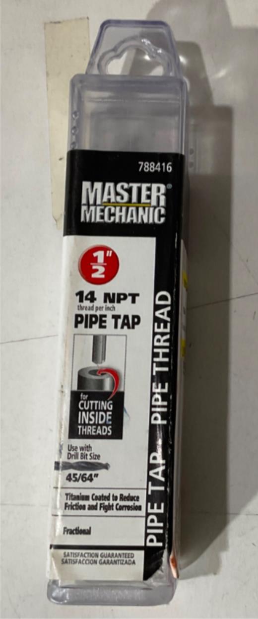 Master Mechanic 788416 1/2" 14 NPT Titanium Coated Pipe Tap - Pipe Thread