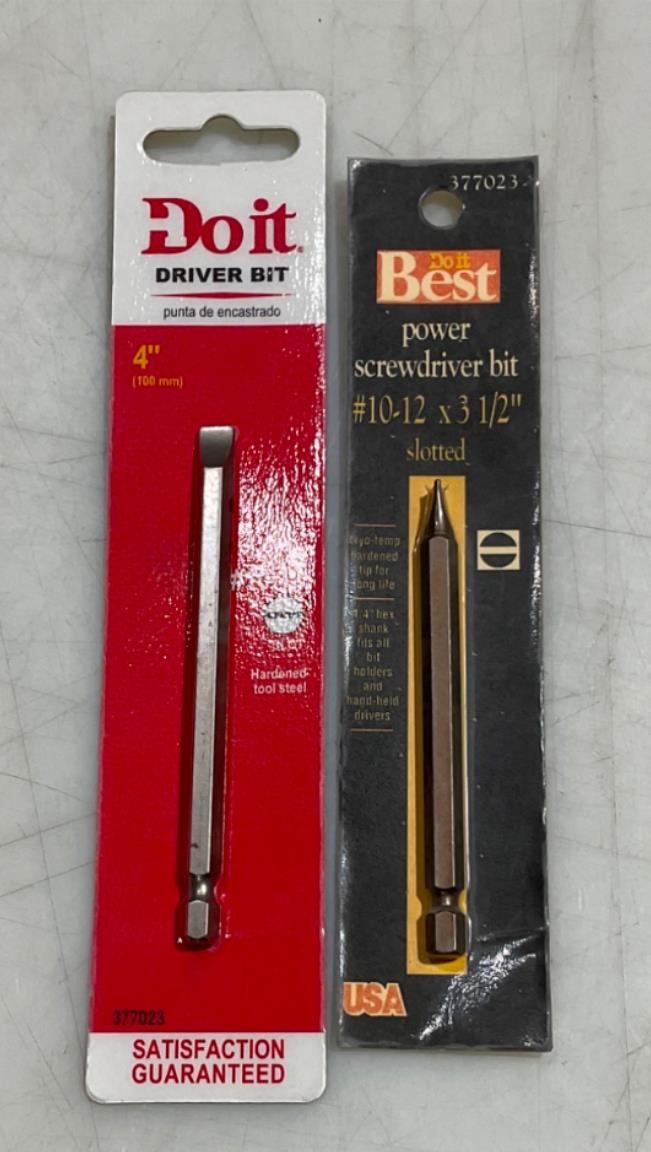 Do it Best 377023 4"/3-1/2" #10-12 slotted power screwdriver bits 2pks #S-13