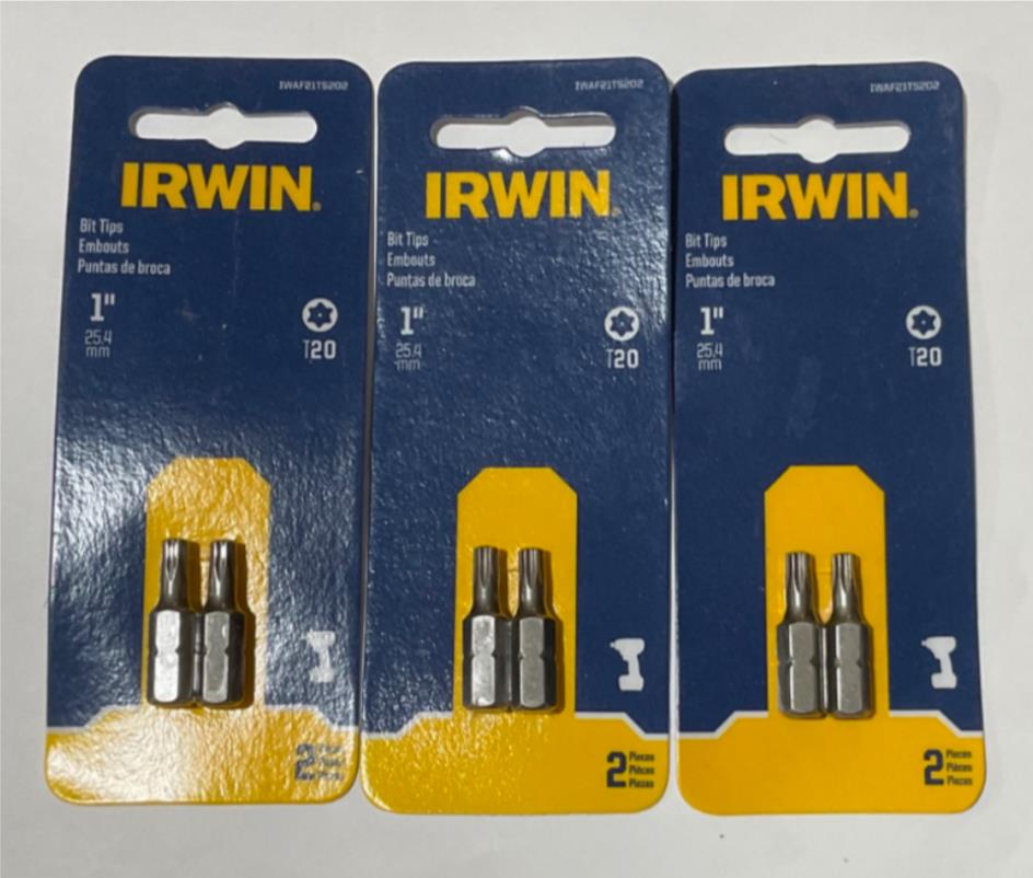 Irwin IWAF21TX202 T20 1" bit tips 3-2pks #IR-12